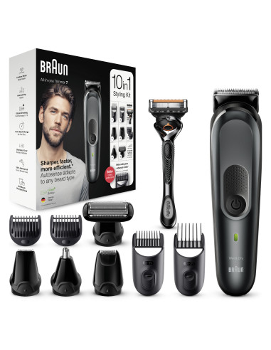 Braun All-in-one Rifinitore Tutto-In-Uno 7 MGK7321, Regolabarba Uomo 10-In-1, Tagliacapelli, Per Viso, Capelli, Corpo