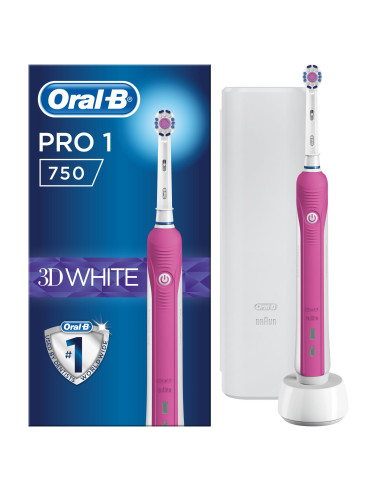 Oral-B PRO Spazzolino Elettrico Ricaricabile 1 - 750 Di Braun, 1 Testina, 1 Custodia Da Viaggio In Regalo