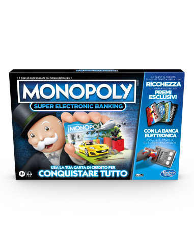 Monopoly Super Electronic Banking, gioco da tavolo, banca elettronica senza contanti, dagli 8 anni in su