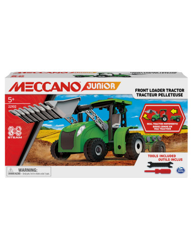 Meccano JUNIOR, Trattore con ruspa, Costruzioni per bambini, 114 pezzi in plastica, Giocattoli per bambini dai 5 anni in su