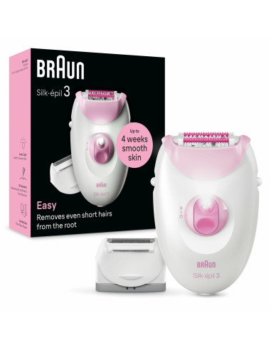 Braun Silk-épil 3 Epilatore Elettrico Donna , Epilatore Con Cavo Per Epilazione, Pelle Liscia Per Settimane, 3-031, Rosa