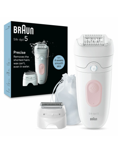 Braun Silk-épil 5 5-030, Epilatore Elettrico Donna, Per Una Epilazione Semplice, Bianco Rosa