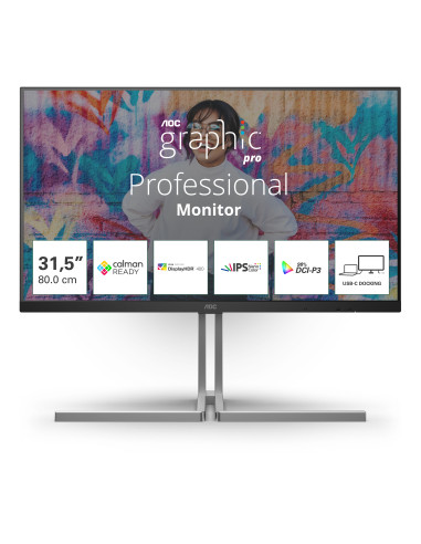 AOC U32U3CV Monitor PC 80 cm (31.5") 3840 x 2160 Pixel 4K Ultra HD LCD Nero