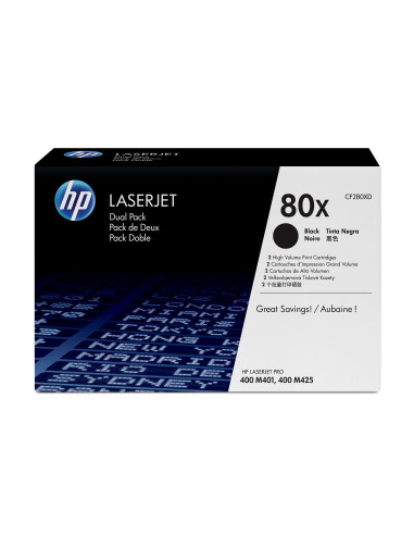 HP Confezione da 2 cartucce originali Toner nero ad alta capacità LaserJet 80X