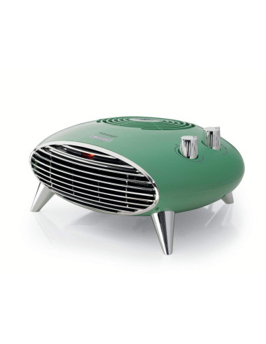 Ariete 8211 Termoventilatore da tavolo, Stufetta elettrica, 2000W, Termostato, Silenzioso, Griglia e piedi cromati, Verde