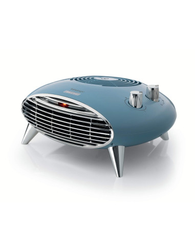 Ariete 8211 Termoventilatore da tavolo, Stufetta elettrica, 2000W, Termostato, Silenzioso, Griglia e piedi cromati, Celeste