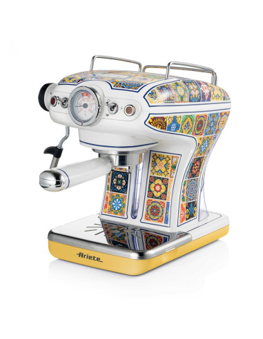 Ariete 1389 Macchina da caffè Positano, 850W, Capacità serbatoio 0,9L, Filtro ½ tazze, Vassoio raccogli goccia, Cappuccinatore