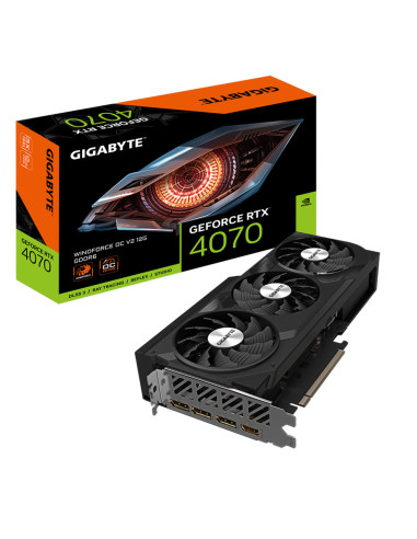 GIGABYTE Scheda Grafica GeForce RTX 4070 WINDFORCE OC V2 12G - 12GB GDDR6, 192bit, PCI-E 4.0, 2490MHz Core Clock, 3 x