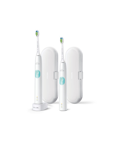 Philips Sonicare 4300 series ProtectiveClean Spazzolini Elettrici Sonici, con custodia da viaggio, confezione da 2 Spazzolini