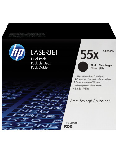 HP Confezione da 2 cartucce originali di Toner nero ad alta capacità LaserJet 55X